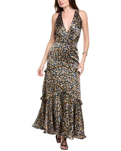Saloni Devore Silk-blend Maxi Dress In Animal Print