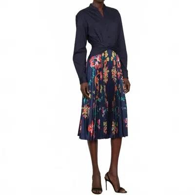 Saloni Dhyani Midi Dress In Navy In Multi