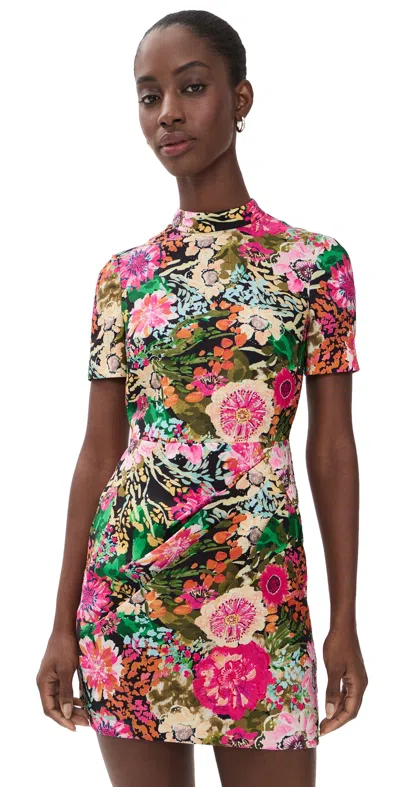 Saloni Draped Mini Dress Aster Fuchsia In Multi