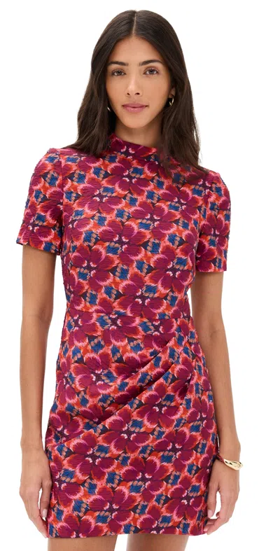 Saloni Draped Mini Dress Quail Magenta In Multi