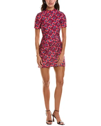 Saloni Draped Textured Waffle Mini Dress In Pink