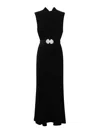 Saloni Midi Fleur Velvet Dress In Black