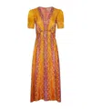 Saloni Long Silk Dress Lea In Brown