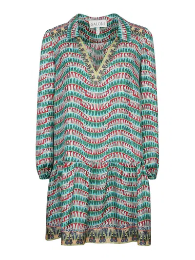 Saloni Jas Graphic-print Silk Dress In Fantasy
