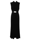 Saloni Midi Fleur Velvet Dress In Black