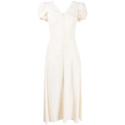 Saloni Button-up Mid-length Dress In Neutrals