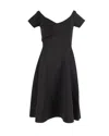 Saloni Drop-shoulder Sleeve Dress In Black Polyester In Black