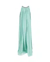 Saloni Embellished Maxi Dress In Mint Polyester In Green