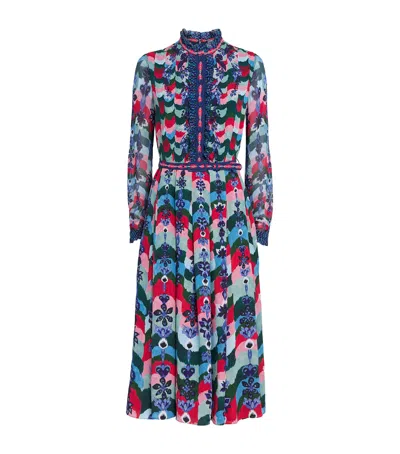 Saloni Emilia Midi Dress In Blue