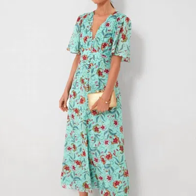 Saloni Emmy Dress In Delemare Teal In Multi