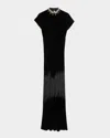 Saloni Fabienne Long Dress Onyx Brushstroke In Black