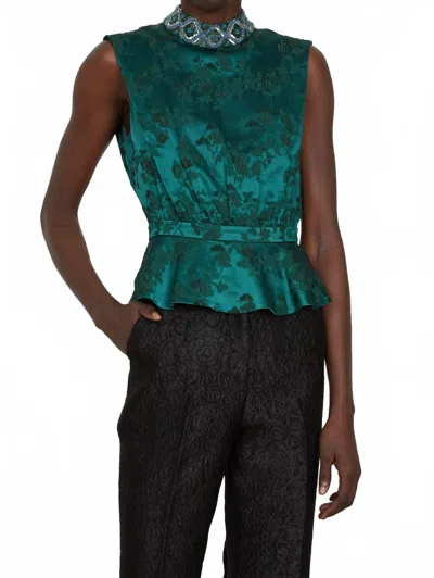 Saloni Fleur-b Top In Dark Emerald In Green