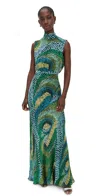 Saloni Fleur Printed High-neck Dress In Jungle In Multi