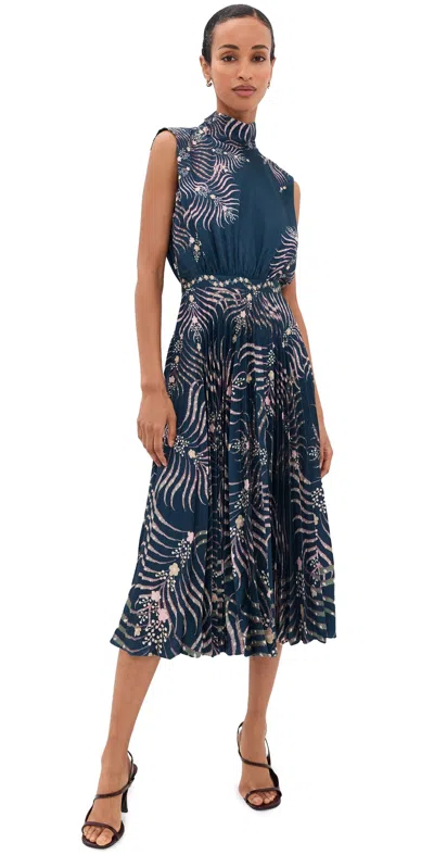 Saloni Fleur Dress Palm Trellis Plmt