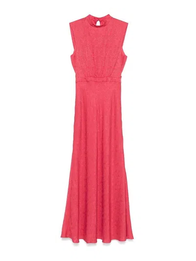 Saloni Fleur F Silk Dress In Red