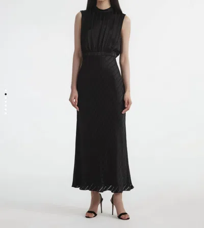 Saloni Fleur F Silk Dress In Black