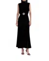 Saloni Fleur Velvet Dress In Black/crystal Rose In Black