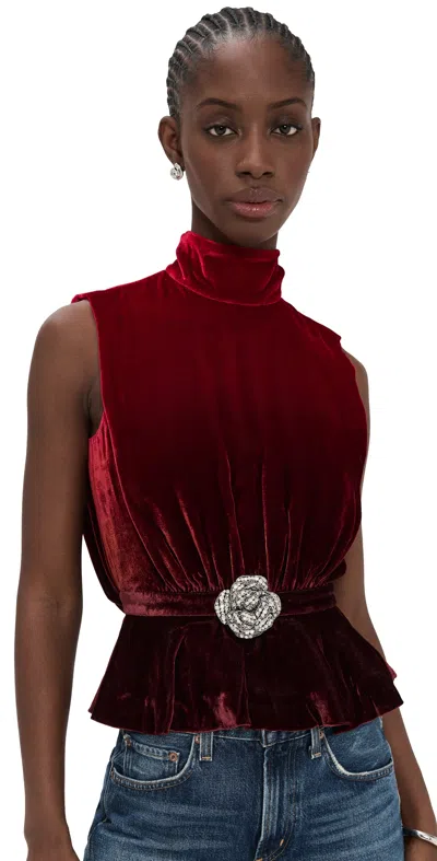 Saloni Fleur Velvet Top Ombre Rouge Plmt In Burgundy