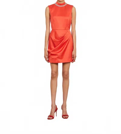 Saloni Flora Mini Dress In Bright Scarlet In Multi