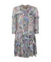 Saloni Tilly Ruffled Printed Silk-chiffon Mini Dress In Gray