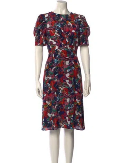 Pre-owned Saloni Floral Print Knee-length Dress In Multi