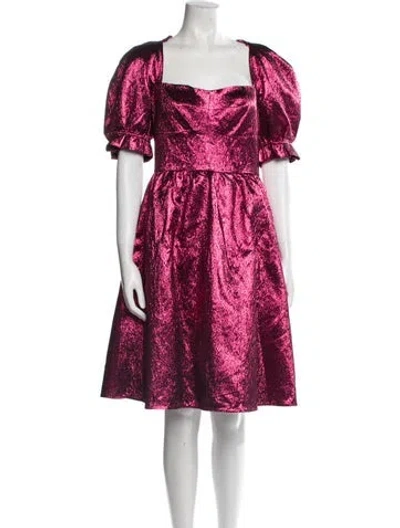 Pre-owned Saloni Floral Print Knee-length Dress In Pink