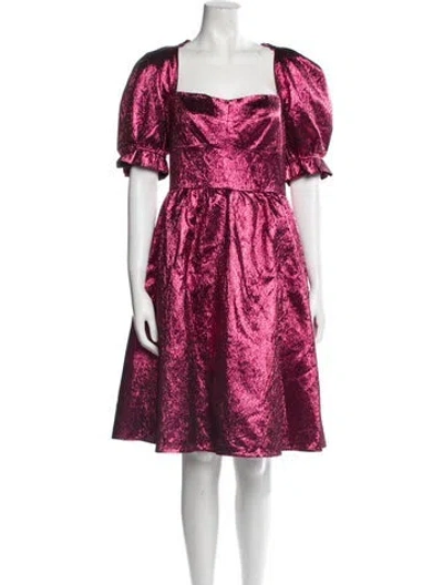 Pre-owned Saloni Floral Print Knee-length Dress In Pink