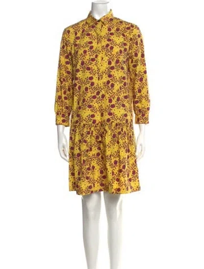 Pre-owned Saloni Floral Print Knee-length Dress In Yellow
