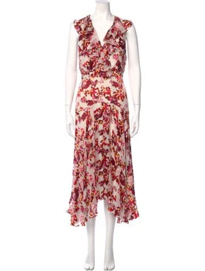 Pre-owned Saloni Floral Print Long Dress