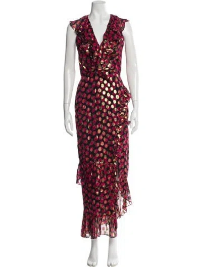 Pre-owned Saloni Floral Print Long Dress