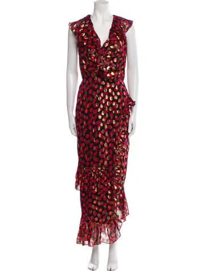 Pre-owned Saloni Floral Print Long Dress In Multi