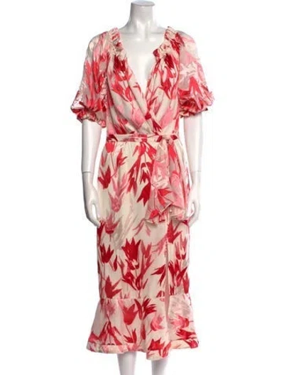 Pre-owned Saloni Floral Print Long Dress In Multi