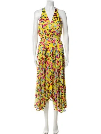 Pre-owned Saloni Floral Print Long Dress In Multi