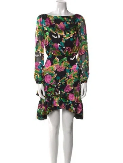 Pre-owned Saloni Floral Print Long Dress In Multi