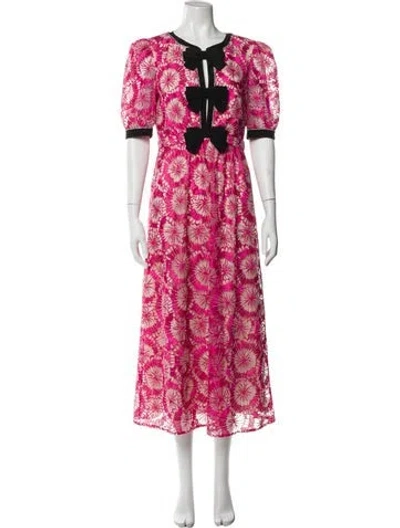 Pre-owned Saloni Floral Print Long Dress In Multi
