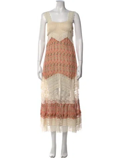 Pre-owned Saloni Floral Print Long Dress In Multi