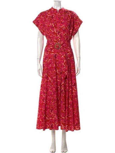 Pre-owned Saloni Floral Print Long Dress In Multi