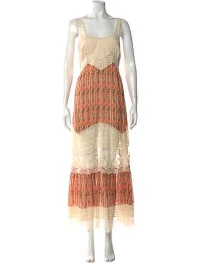 Pre-owned Saloni Floral Print Long Dress In Multi