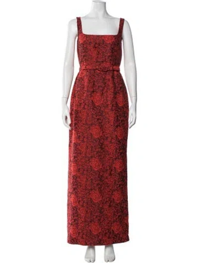Pre-owned Saloni Floral Print Long Dress In Multi