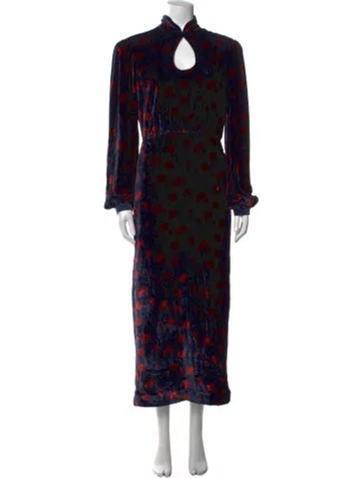 Pre-owned Saloni Floral Print Long Dress In Multicolor