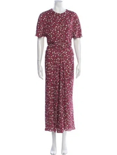 Pre-owned Saloni Floral Print Long Dress In Red