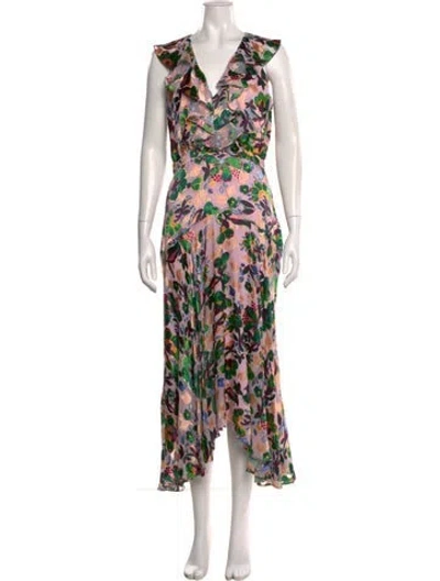 Pre-owned Saloni Floral Print Long Dress W/ Tags In Multi