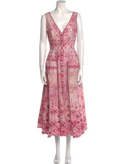 Pre-owned Saloni Floral Print Long Dress W/ Tags In Pink