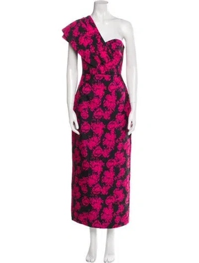 Pre-owned Saloni Floral Print Long Dress W/ Tags In Pink