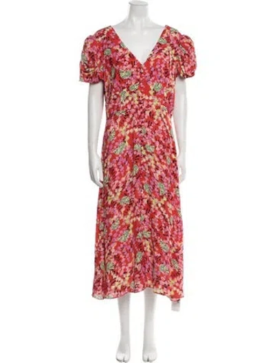 Pre-owned Saloni Floral Print Long Dress W/ Tags In Red