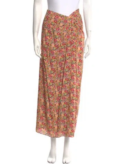 Pre-owned Saloni Floral Print Long Skirt In Neutral