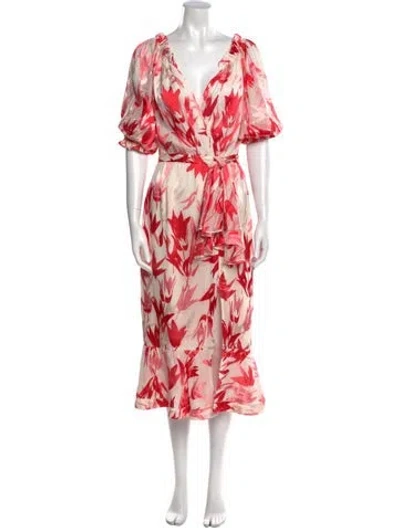 Pre-owned Saloni Floral Print Midi Length Dress