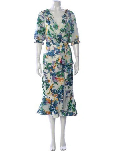 Pre-owned Saloni Floral Print Midi Length Dress
