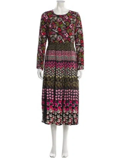 Pre-owned Saloni Floral Print Midi Length Dress In Multi