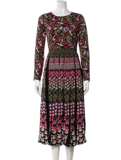 Pre-owned Saloni Floral Print Midi Length Dress In Multi